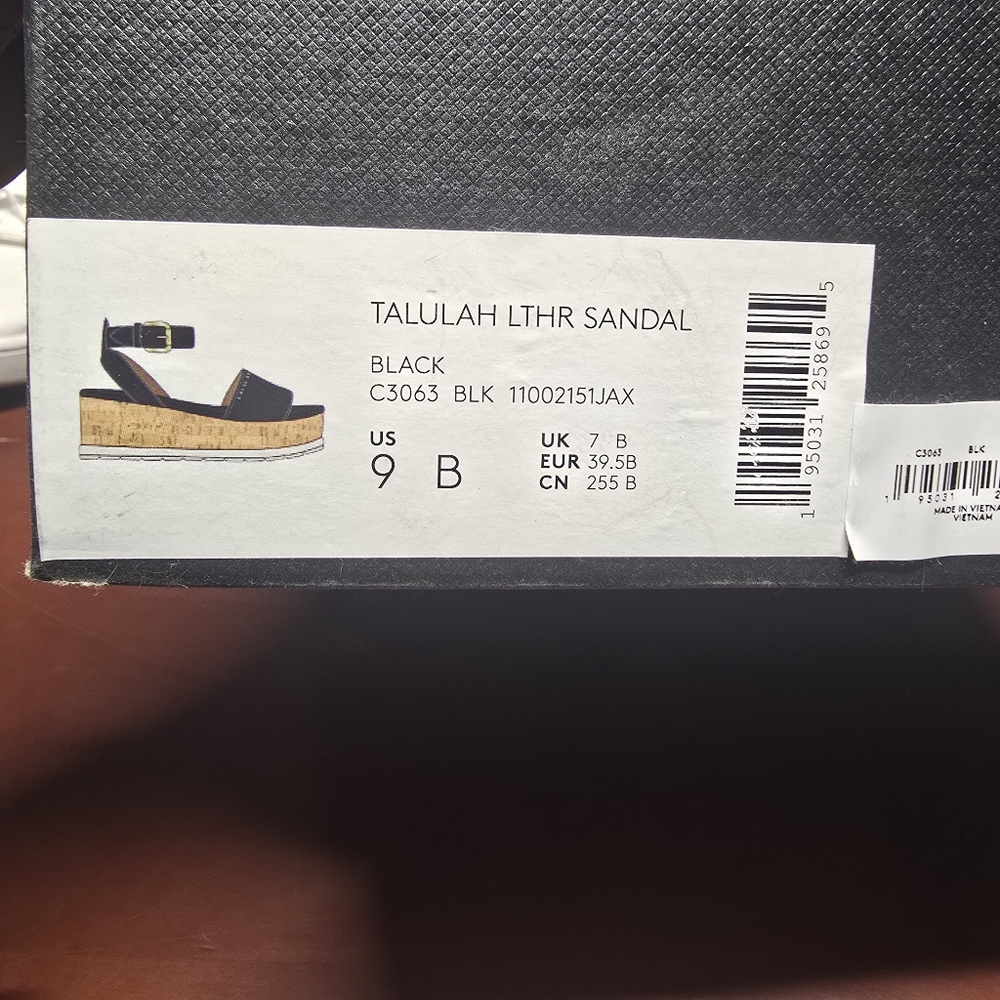 NIB Coach Talulah Leather Platform Sandals | Black Cork Wedge | Women's Size 9 - Picture 3 of 3